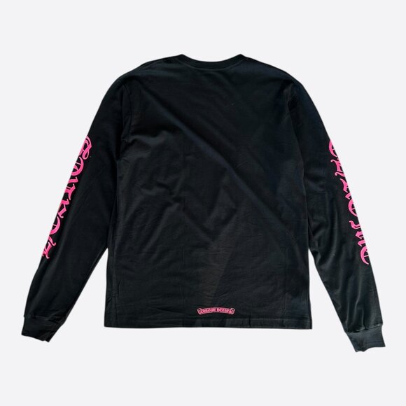 Chrome Hearts Black & Pink Neck Logo Longsleeve T-Shirt - Picture 2 of 7